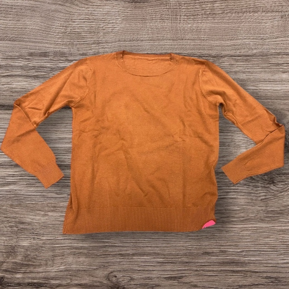 Always Women’s Lightweight Sweater Brown Long Sleeve Casual Knit Size Large